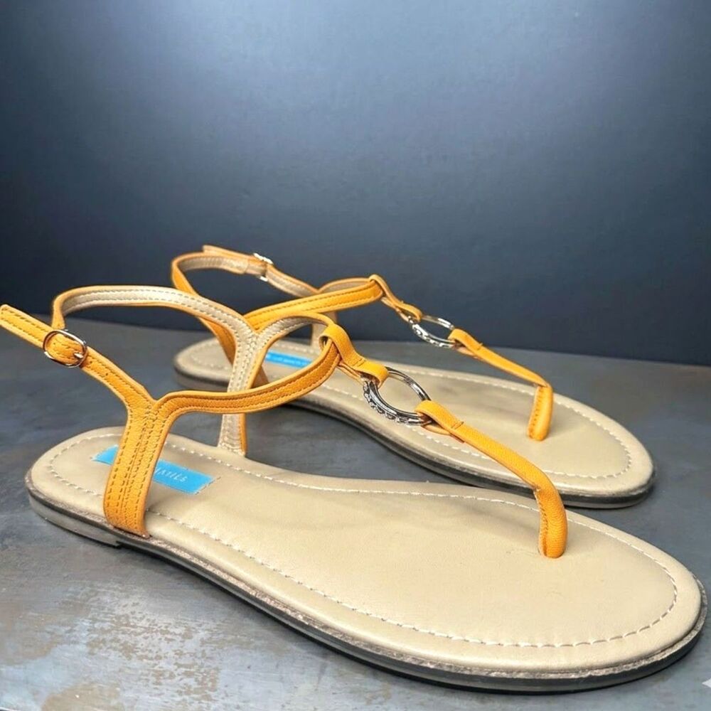 Draper James Flat Sandals 6 Thong T-Strap Minimalist Resort Chic Orange Jenna